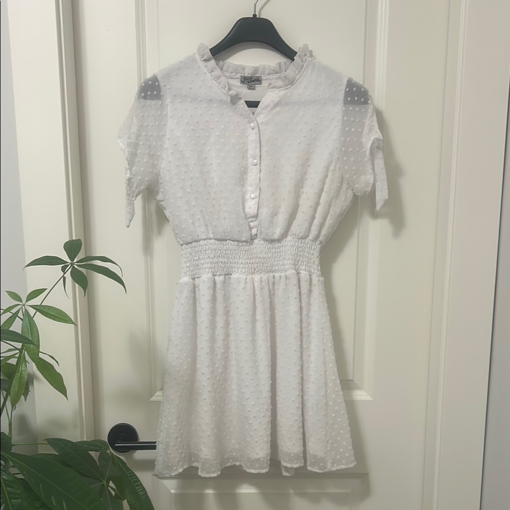 J for Justify White Pleated Mini Sundress